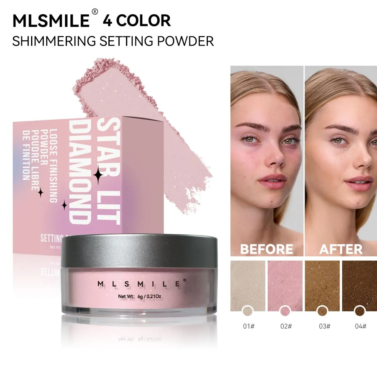 Pearl Setting Powder – Soft Matte Loose Finishing Powder, Oil-Control & Pore-Blurring Face Powder, Waterproof & Long-Lasting, Dual-Use for Makeup Setting & Contouring